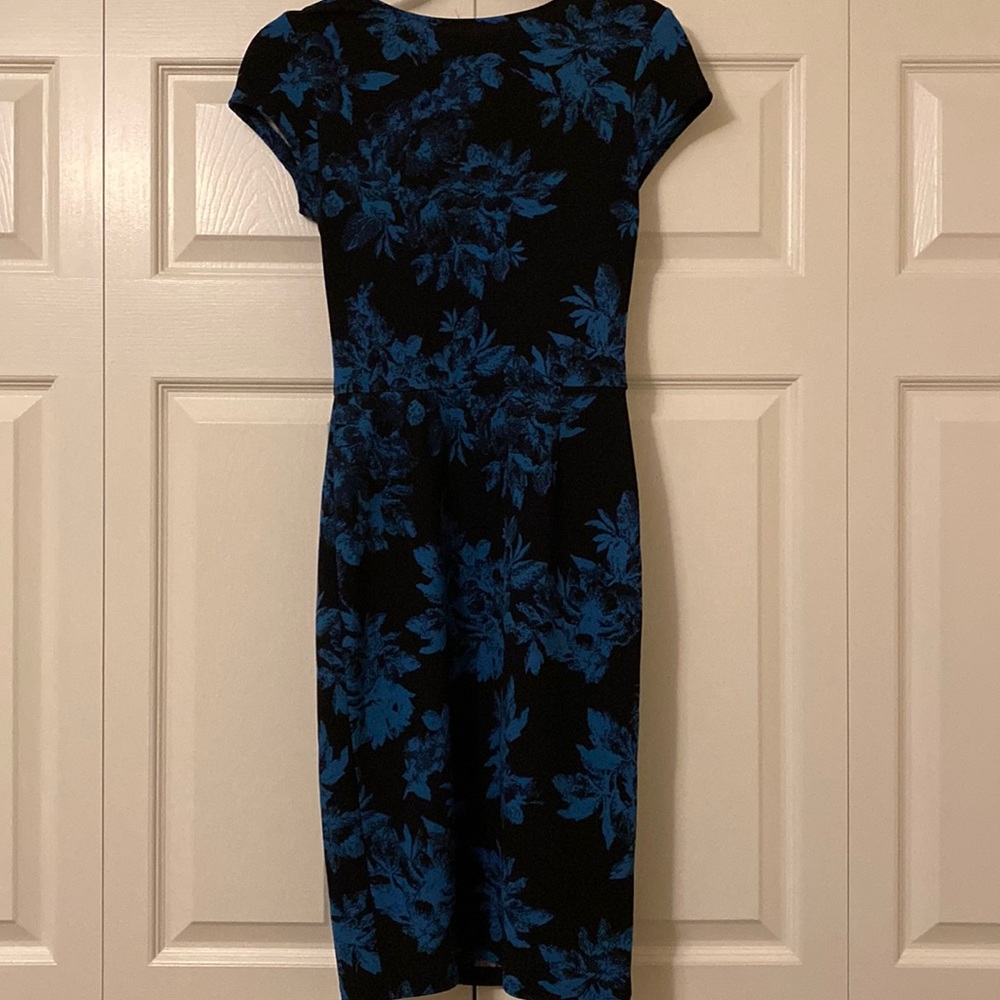 Black and blue midi dress